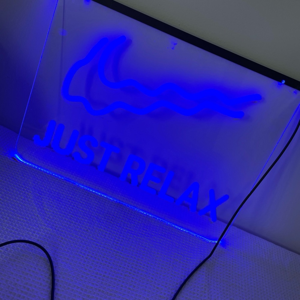 Blue Neon 'Just Relax' Sign 16” by 12” USB no block included adjustable bright - Picture 6 of 16